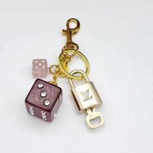 Louis Vuitton Gold Padlock 🔑 Authentic LV Unbranded Dice Keychain Bag Charm